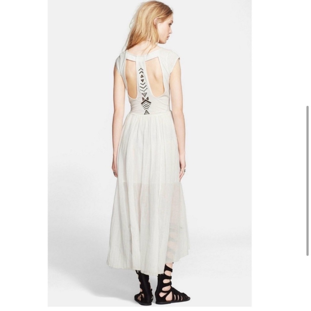 Free People Toosaloosa Meadow Midi Dress Ivory Cotton Gauze Embroidered Boho M - Picture 2 of 15
